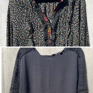 Loft Lot of 2 Blouses Size XXL | Lace Shoulder & Ruffle Flare Sleeve